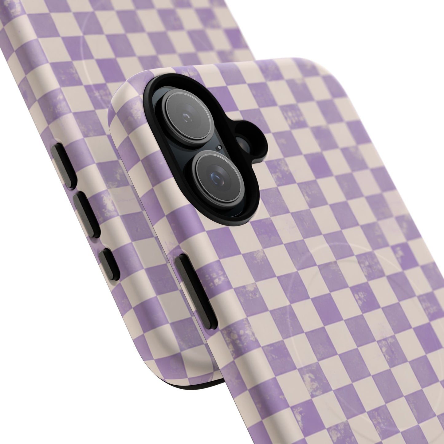 Lavender Check Magnetic Protective Phone Case – Tough Dual-Layer Cover