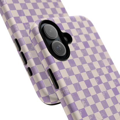Lavender Check Magnetic Protective Phone Case – Tough Dual-Layer Cover