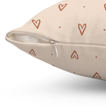 Little Sweet Hearts Pillow - Blush Heart Throw Pillow - Cute Decorative Cushion - Neutral Bedroom Decor