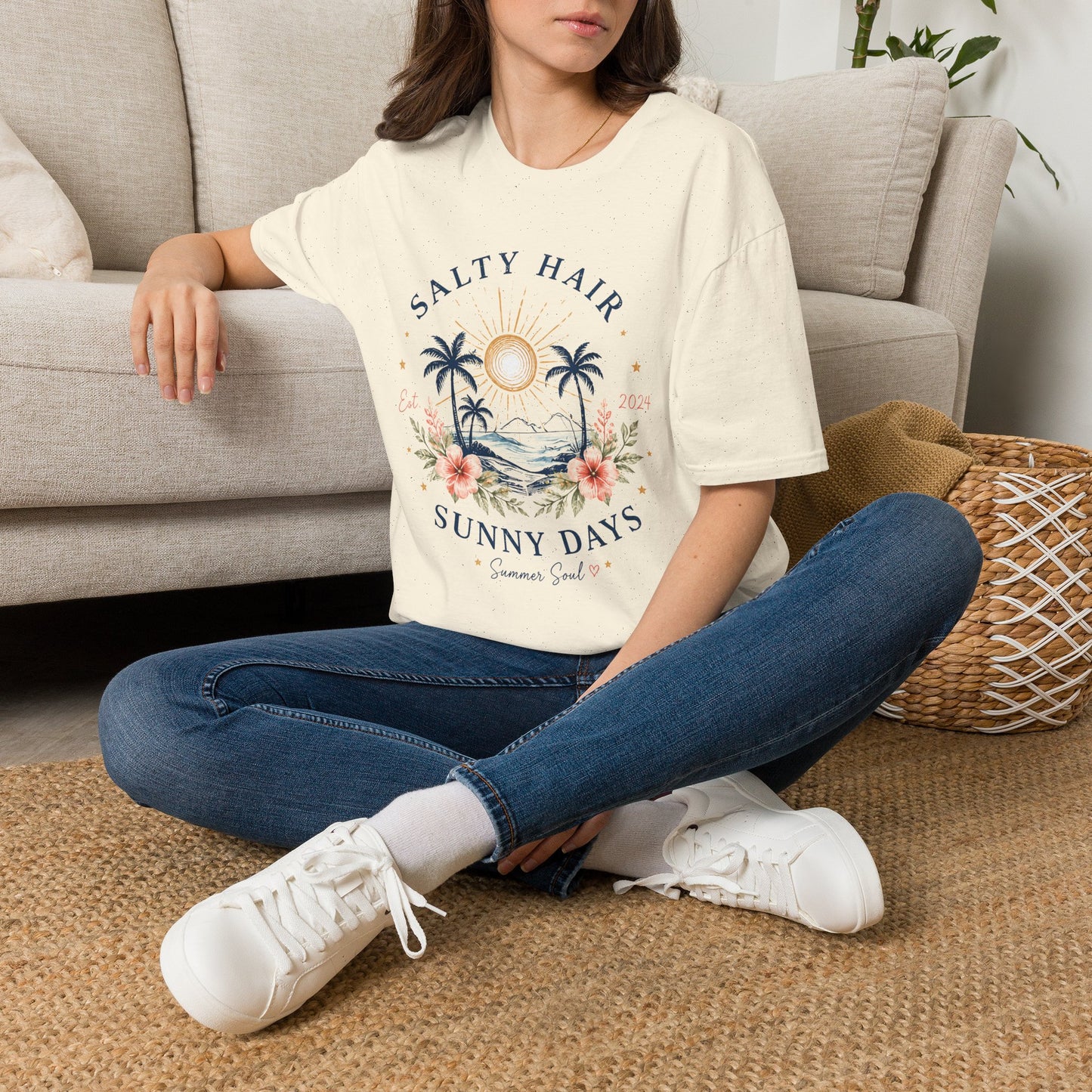 Salty Hair Sunny Days T-Shirt, Coastal Beach Graphic Tee, Summer Vacation Shirt, Surf & Ocean Lover Gift, Tropical Palm Tree Tee