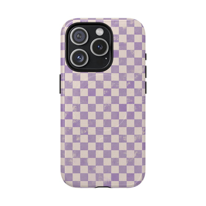 Lavender Check Magnetic Protective Phone Case – Tough Dual-Layer Cover