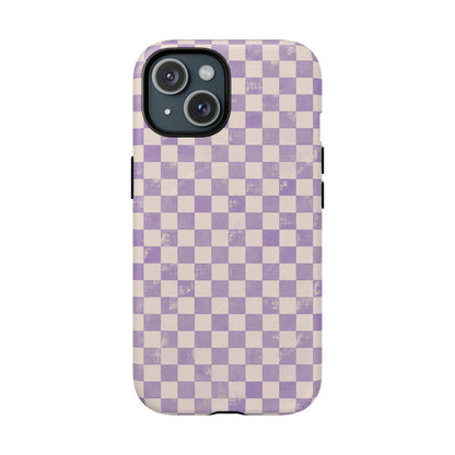 Lavender Check Magnetic Protective Phone Case – Tough Dual-Layer Cover