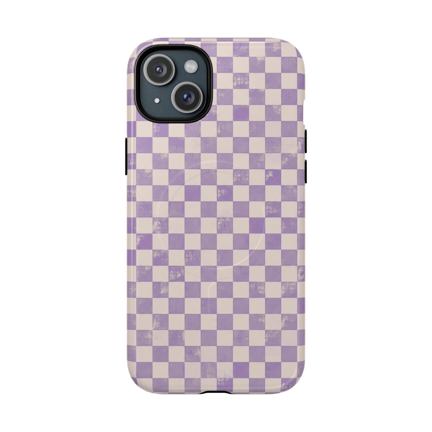 Lavender Check Magnetic Protective Phone Case – Tough Dual-Layer Cover