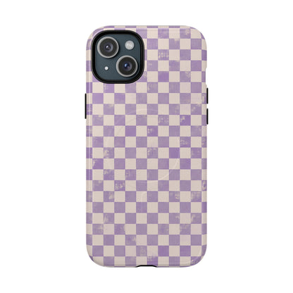 Lavender Check Magnetic Protective Phone Case – Tough Dual-Layer Cover