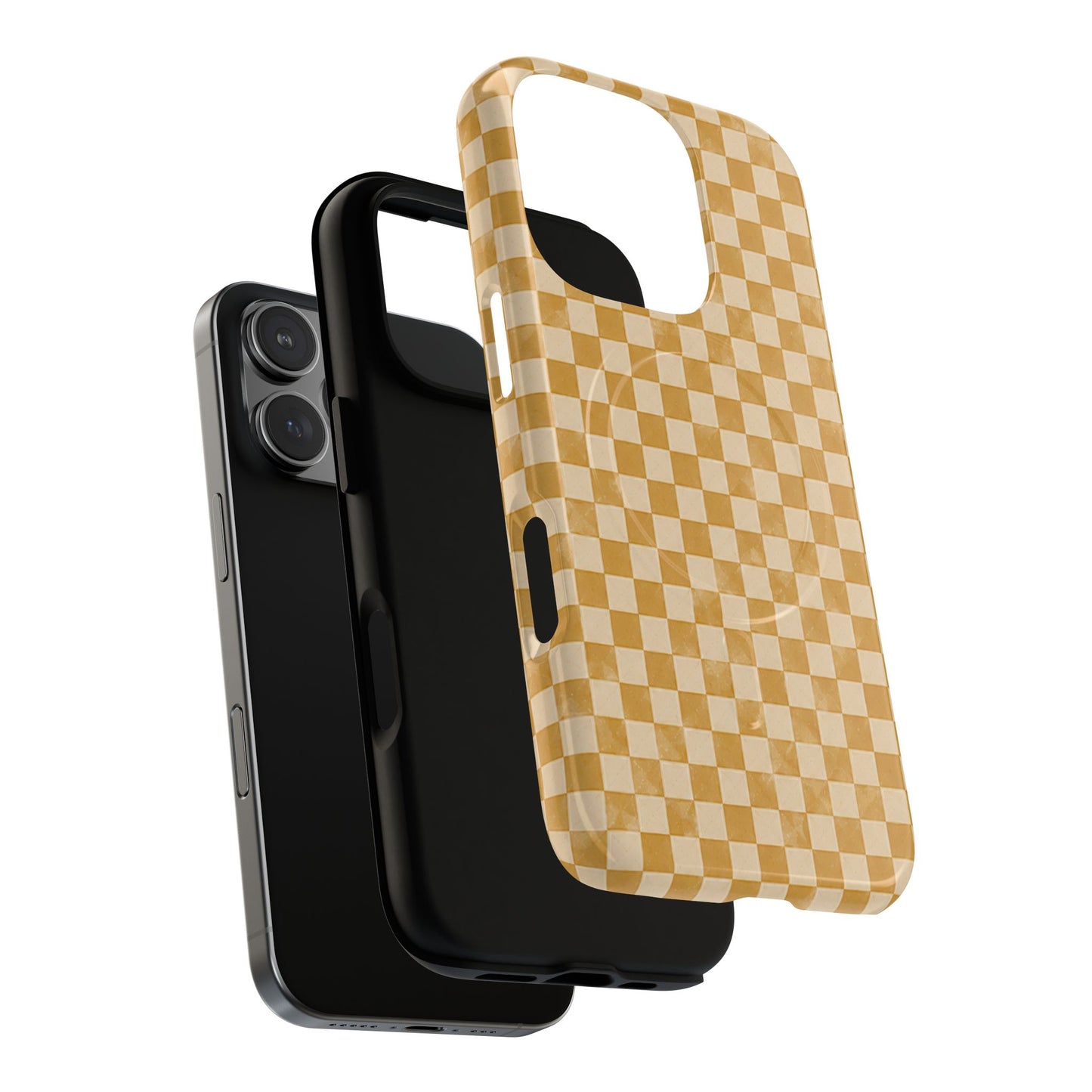 Golden Check Magnetic Protective Phone Case – Tough Dual-Layer Cover