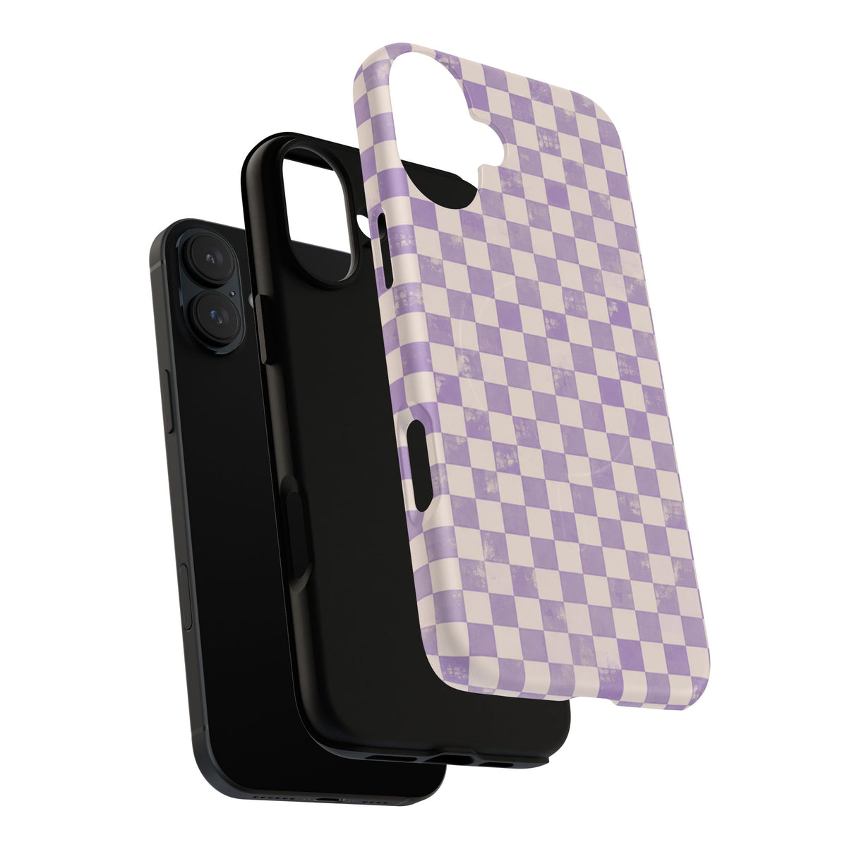 Lavender Check Magnetic Protective Phone Case – Tough Dual-Layer Cover