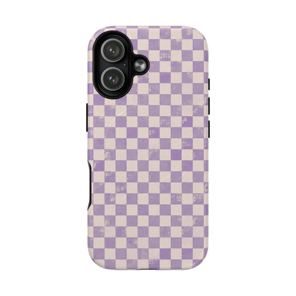 Lavender Check Magnetic Protective Phone Case – Tough Dual-Layer Cover