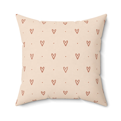 Little Sweet Hearts Pillow - Blush Heart Throw Pillow - Cute Decorative Cushion - Neutral Bedroom Decor