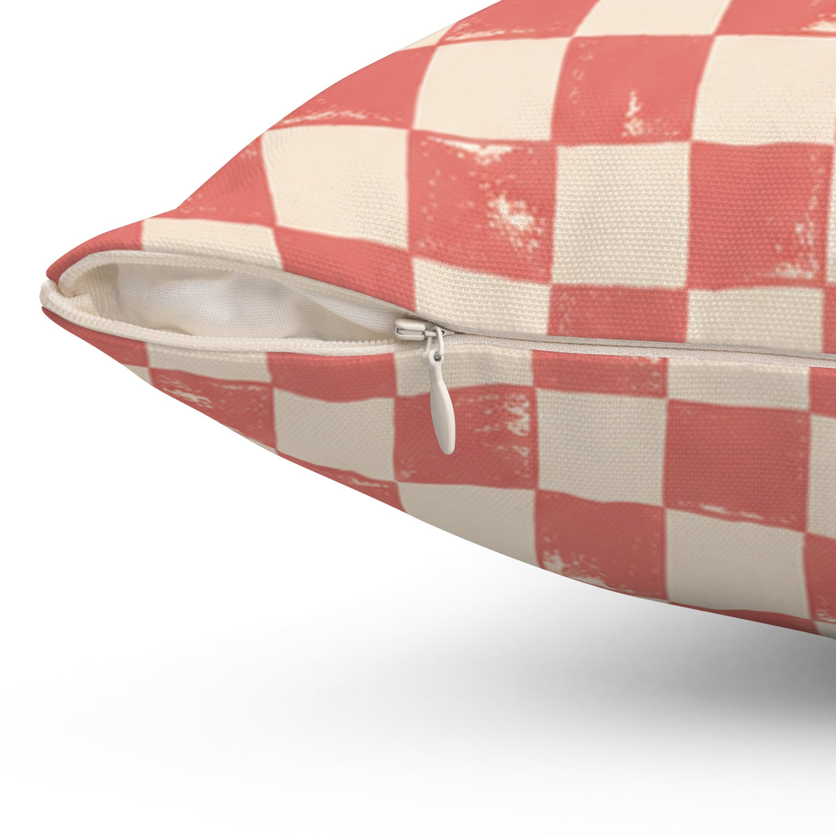 Coral Check Pillow - Pink Checkerboard Throw Pillow - Retro Decorative Cushion - Colorful Home Decor