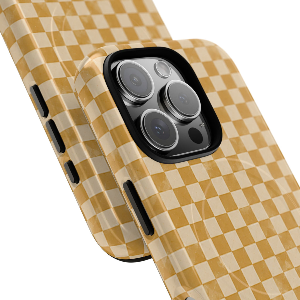 Golden Check Magnetic Protective Phone Case – Tough Dual-Layer Cover