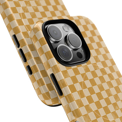 Golden Check Magnetic Protective Phone Case – Tough Dual-Layer Cover