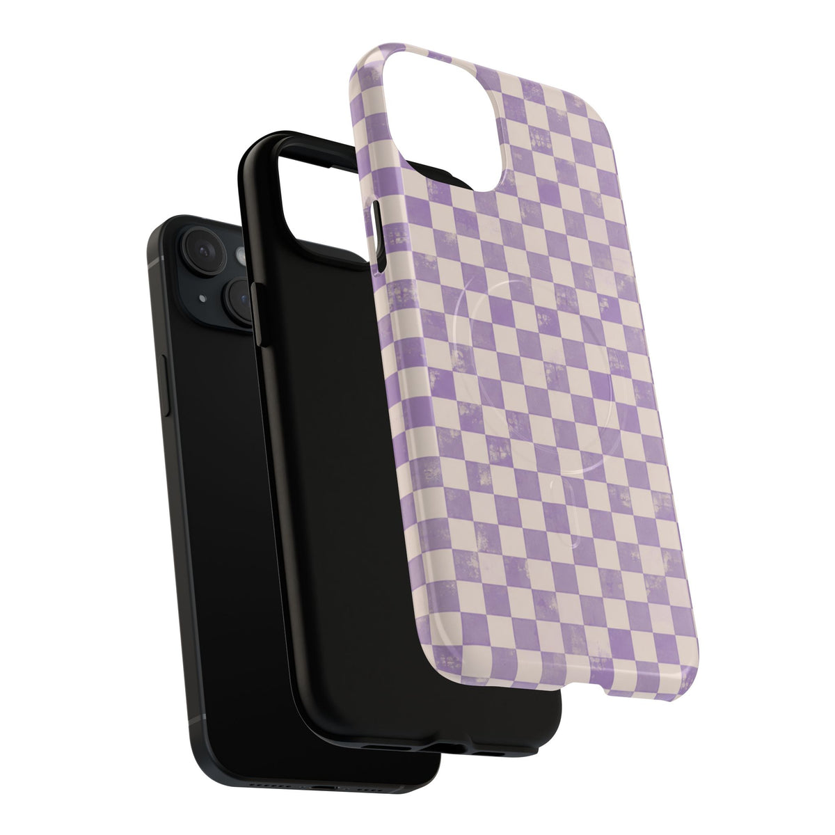 Lavender Check Magnetic Protective Phone Case – Tough Dual-Layer Cover