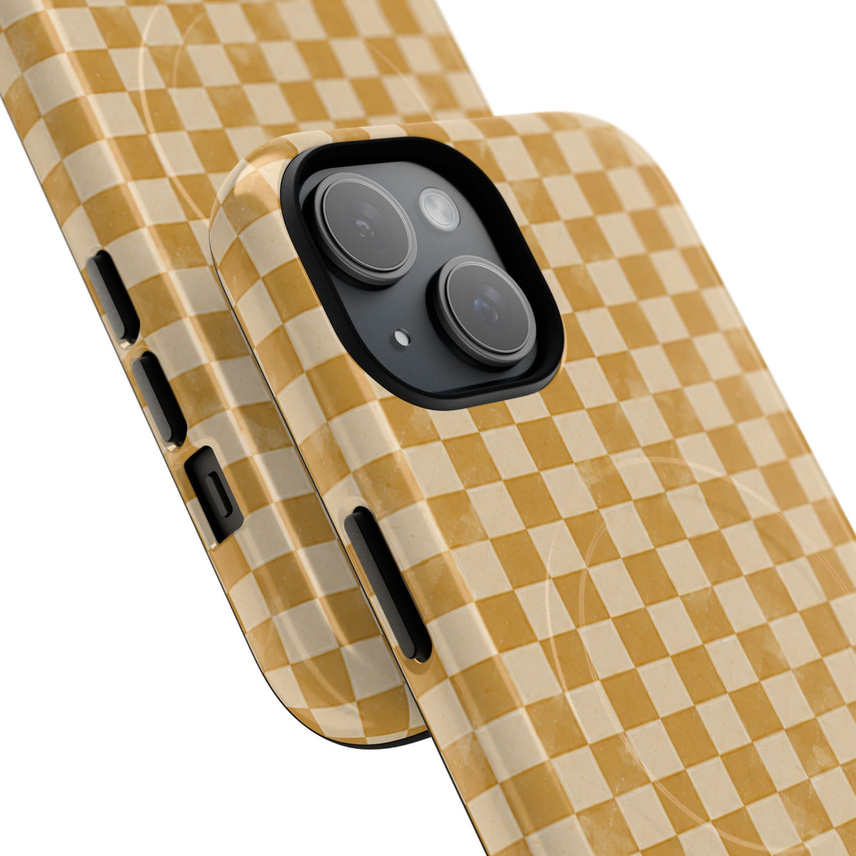 Golden Check Magnetic Protective Phone Case – Tough Dual-Layer Cover