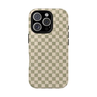 Sage Check Magnetic Protective Phone Case – Tough Dual-Layer Cover