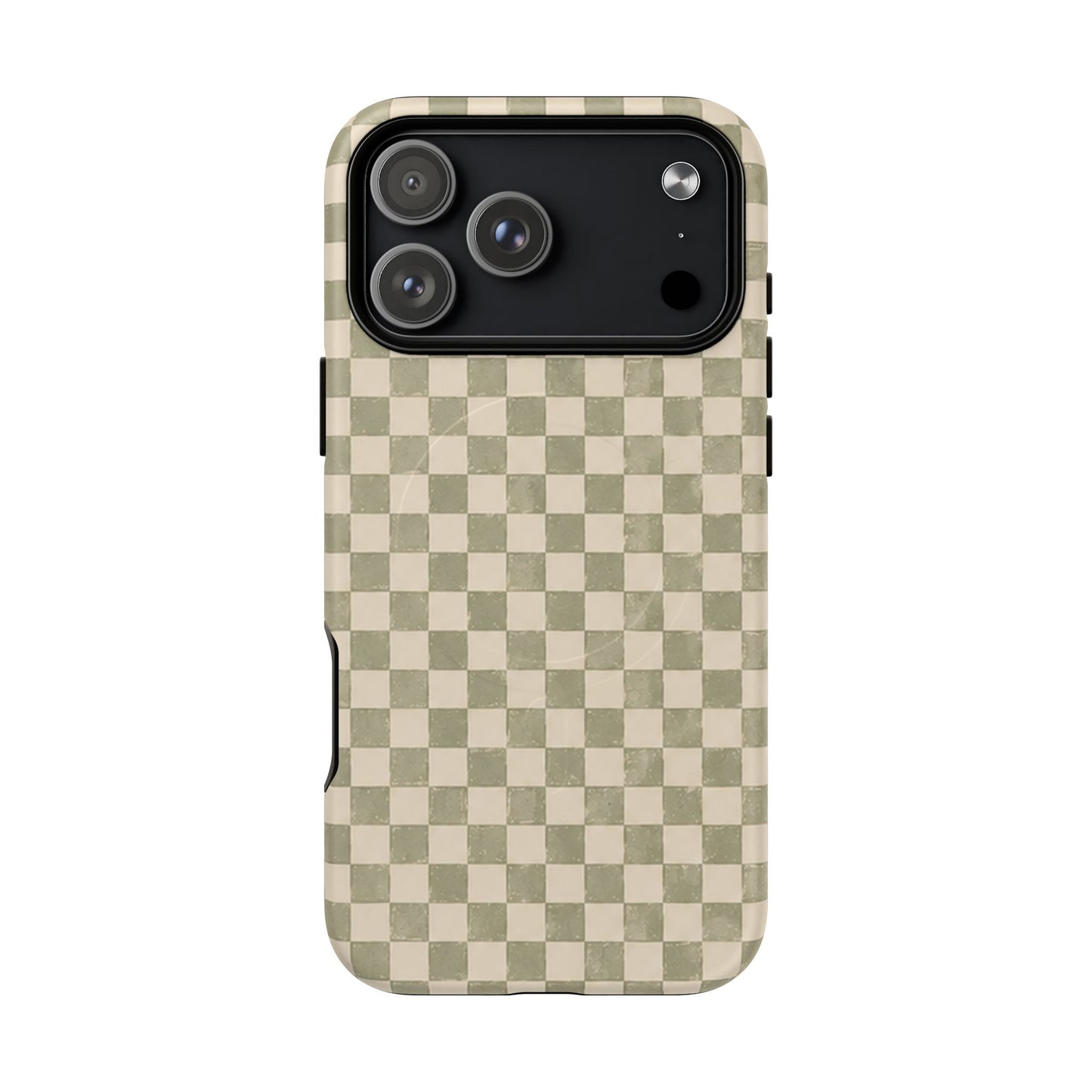 Sage Check Magnetic Protective Phone Case – Tough Dual-Layer Cover