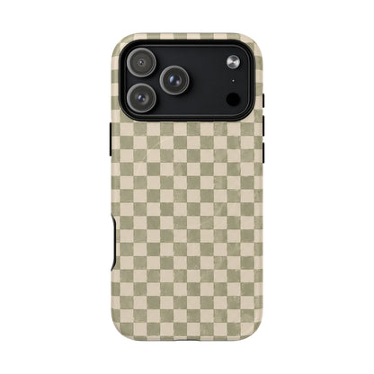 Sage Check Magnetic Protective Phone Case – Tough Dual-Layer Cover