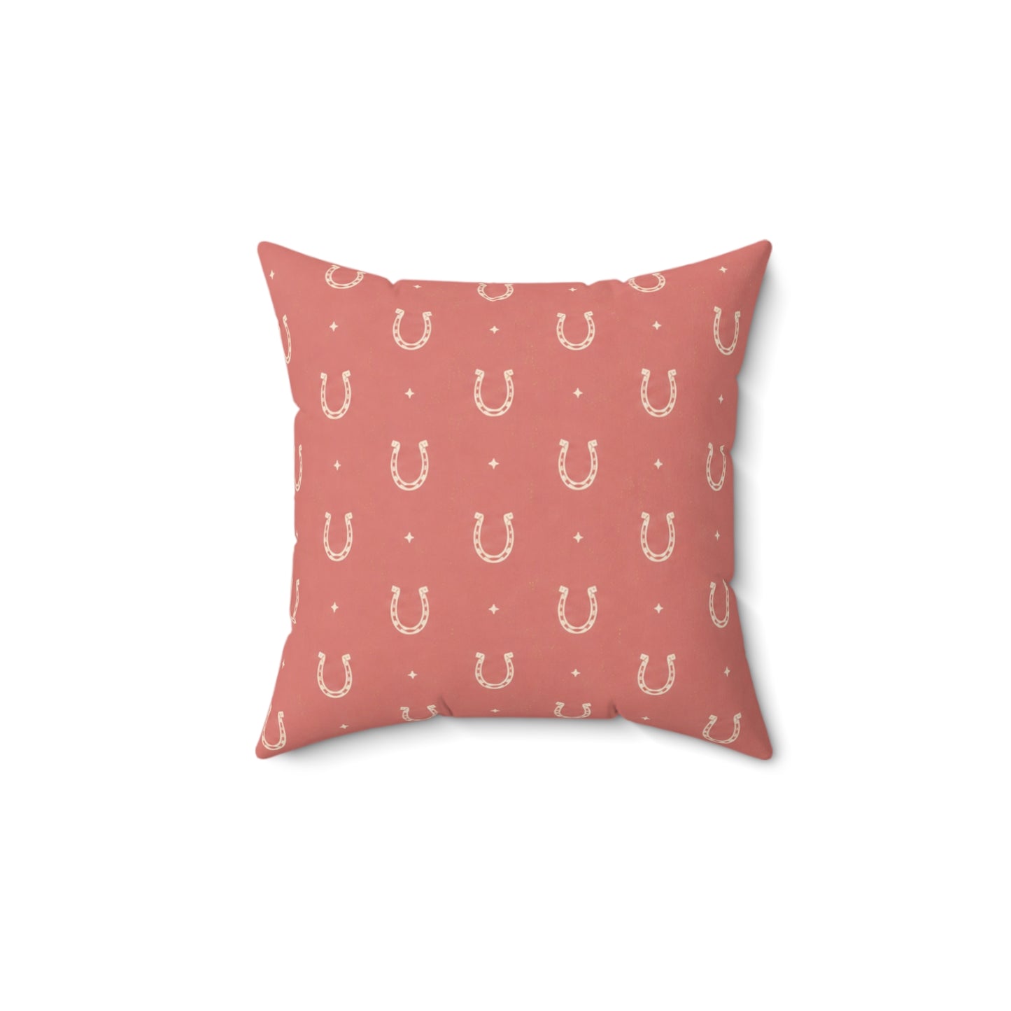 Lucky Blush Pillow - Pink Horseshoe Throw Pillow - Western Decorative Cushion - Cowgirl Boho Home Decor