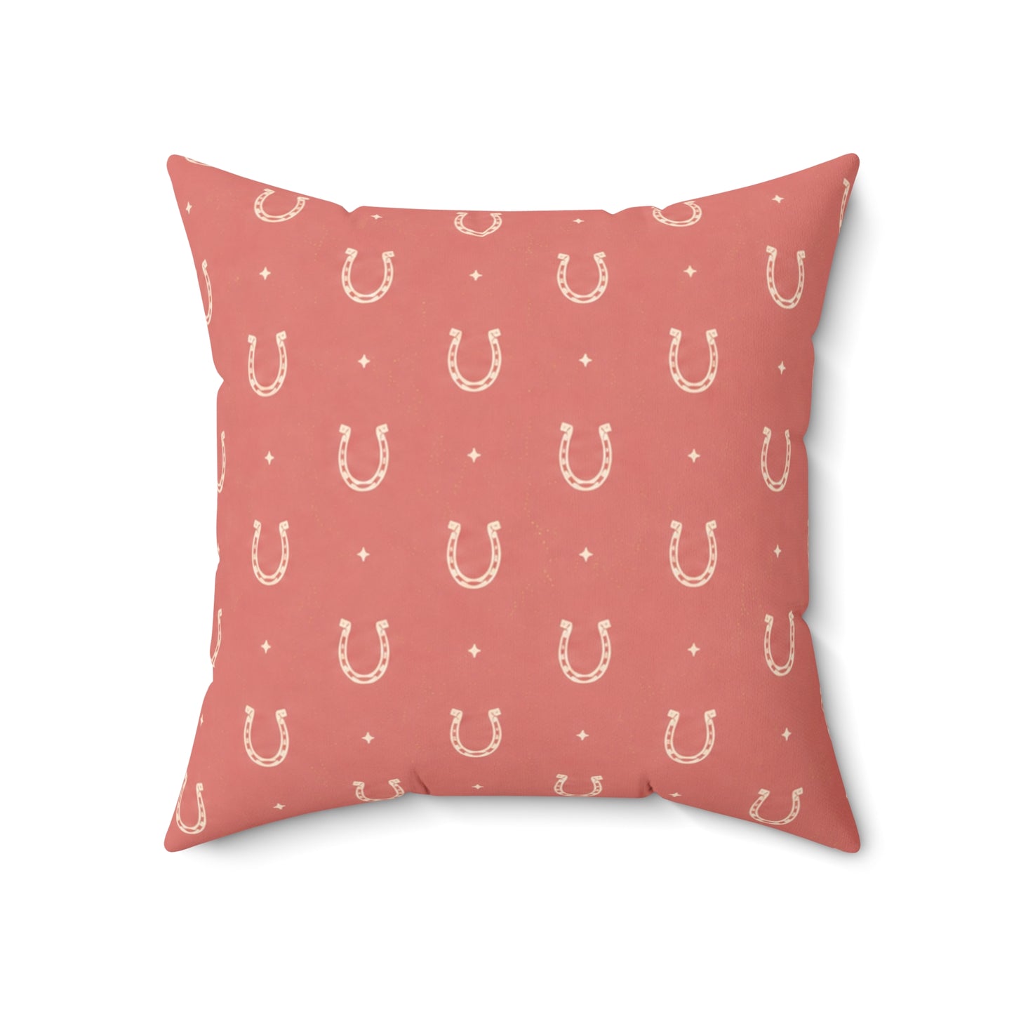 Lucky Blush Pillow - Pink Horseshoe Throw Pillow - Western Decorative Cushion - Cowgirl Boho Home Decor