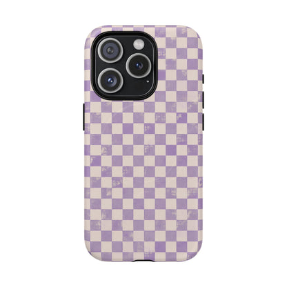 Lavender Check Magnetic Protective Phone Case – Tough Dual-Layer Cover