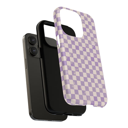 Lavender Check Magnetic Protective Phone Case – Tough Dual-Layer Cover
