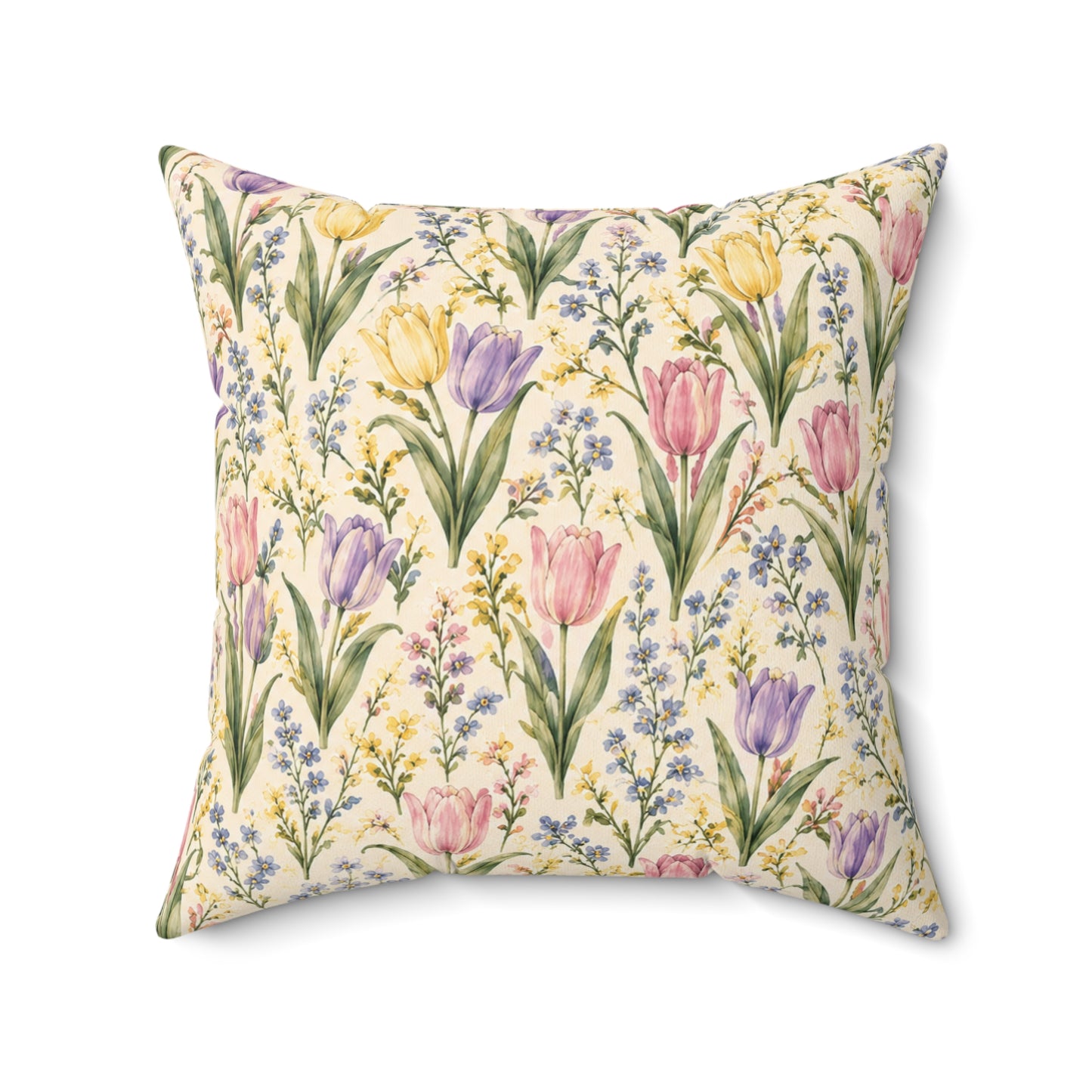 Tulip Whispers Pillow - Pastel Tulip Throw Pillow - Floral Decorative Cushion - Cottage Garden Decor