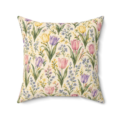 Tulip Whispers Pillow - Pastel Tulip Throw Pillow - Floral Decorative Cushion - Cottage Garden Decor