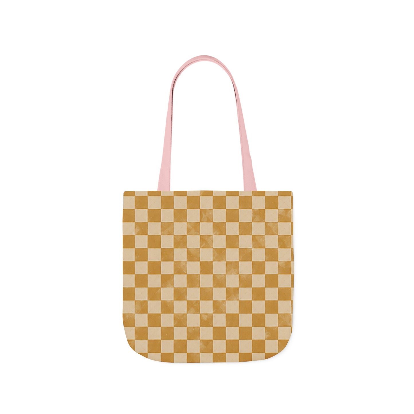 Golden Check Tote Bag - Mustard Checkerboard Canvas Bag - Retro Market Tote - Everyday Shopping Bag