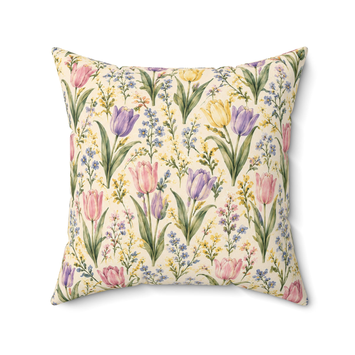 Tulip Whispers Pillow - Pastel Tulip Throw Pillow - Floral Decorative Cushion - Cottage Garden Decor