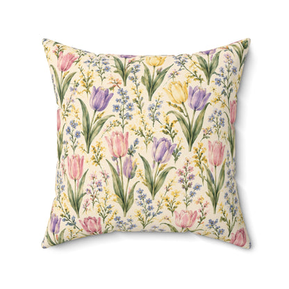 Tulip Whispers Pillow - Pastel Tulip Throw Pillow - Floral Decorative Cushion - Cottage Garden Decor