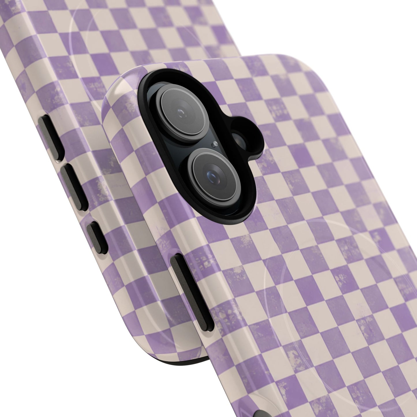 Lavender Check Magnetic Protective Phone Case – Tough Dual-Layer Cover