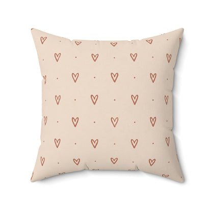 Little Sweet Hearts Pillow - Blush Heart Throw Pillow - Cute Decorative Cushion - Neutral Bedroom Decor