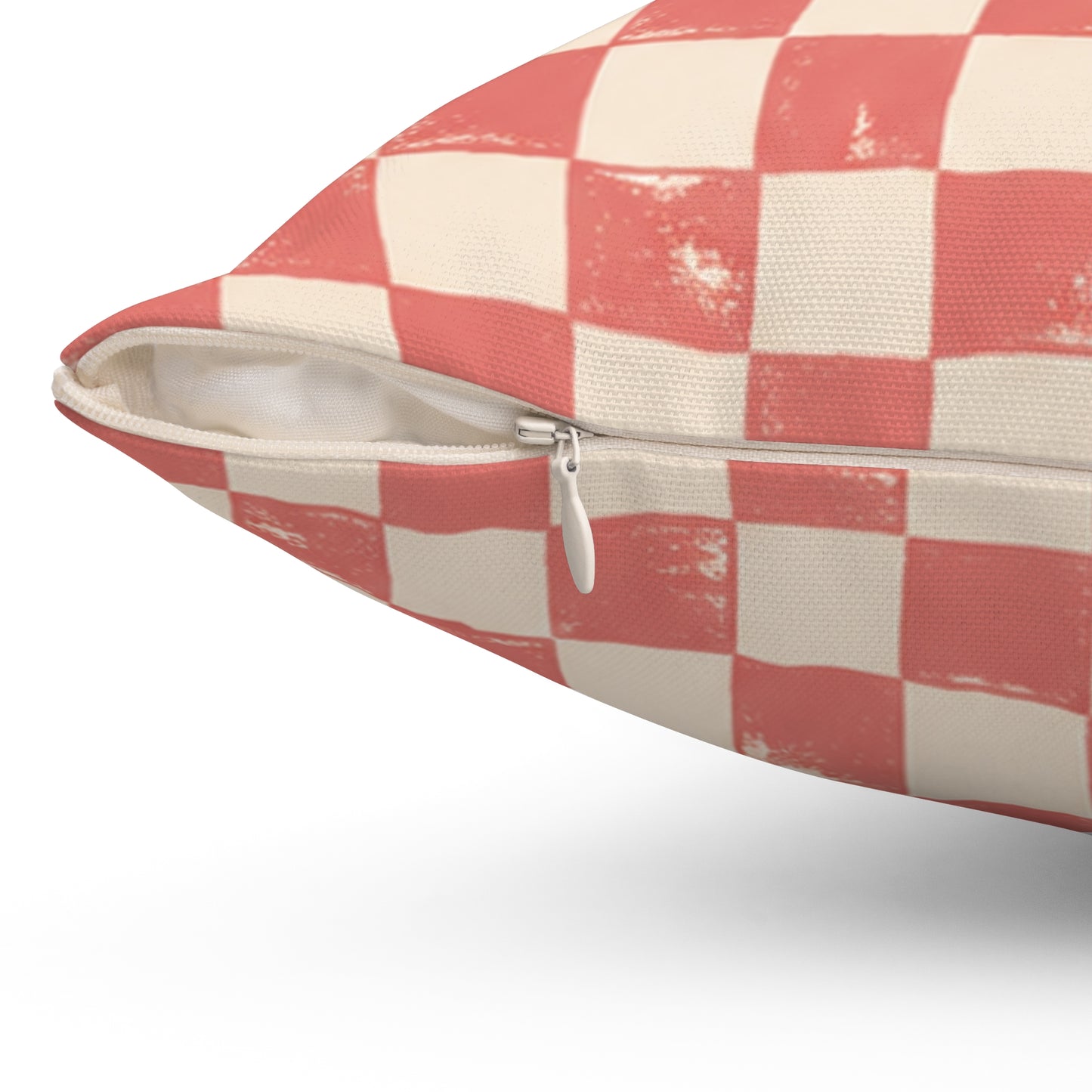Coral Check Pillow - Pink Checkerboard Throw Pillow - Retro Decorative Cushion - Colorful Home Decor