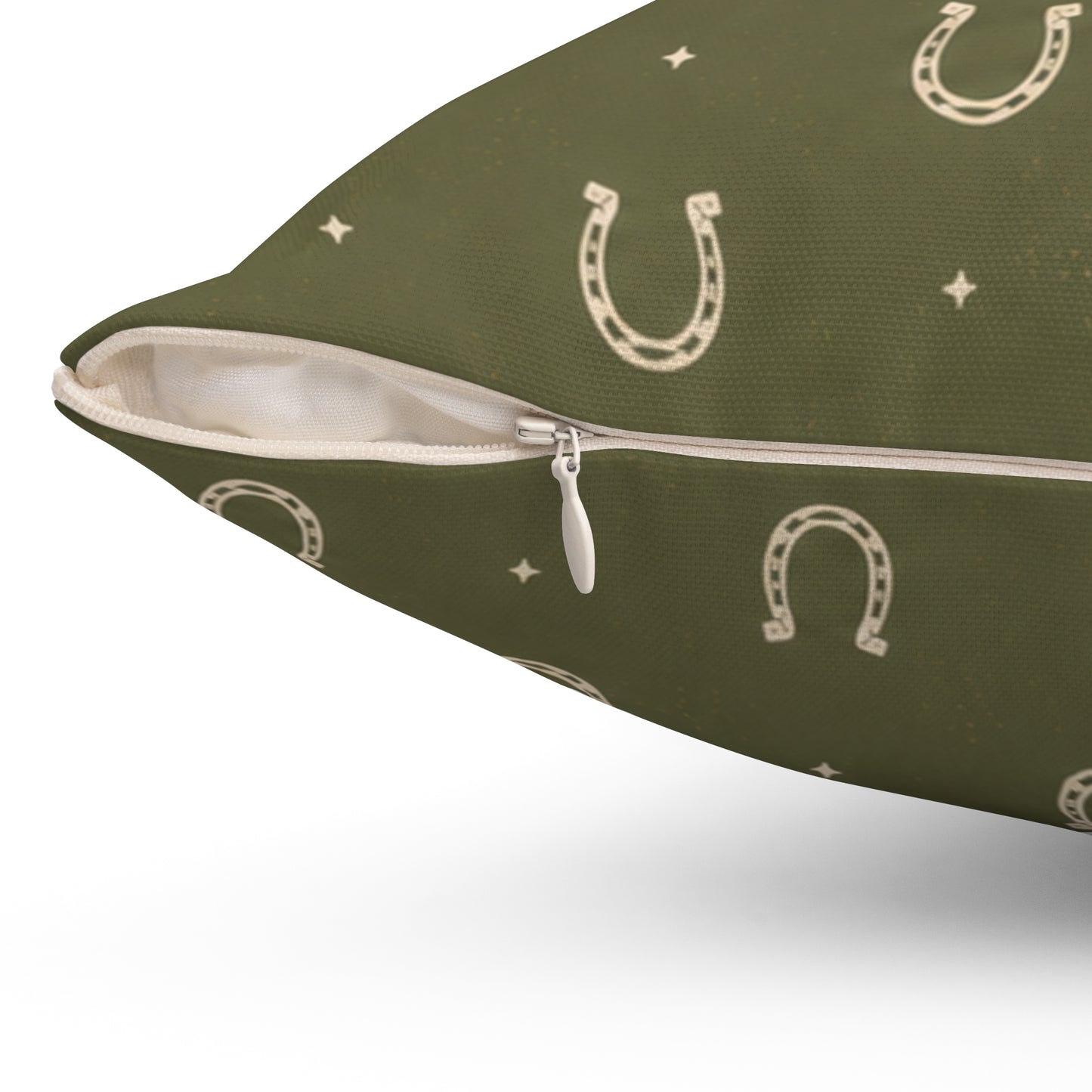 Lucky Olive Horseshoe Throw Pillow – Western Boho Decorative Cushion