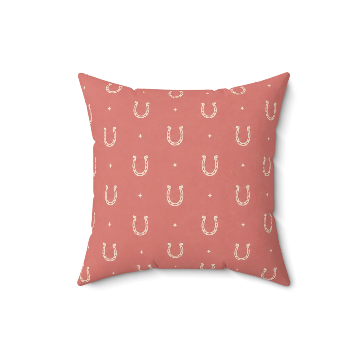 Lucky Blush Pillow - Pink Horseshoe Throw Pillow - Western Decorative Cushion - Cowgirl Boho Home Decor