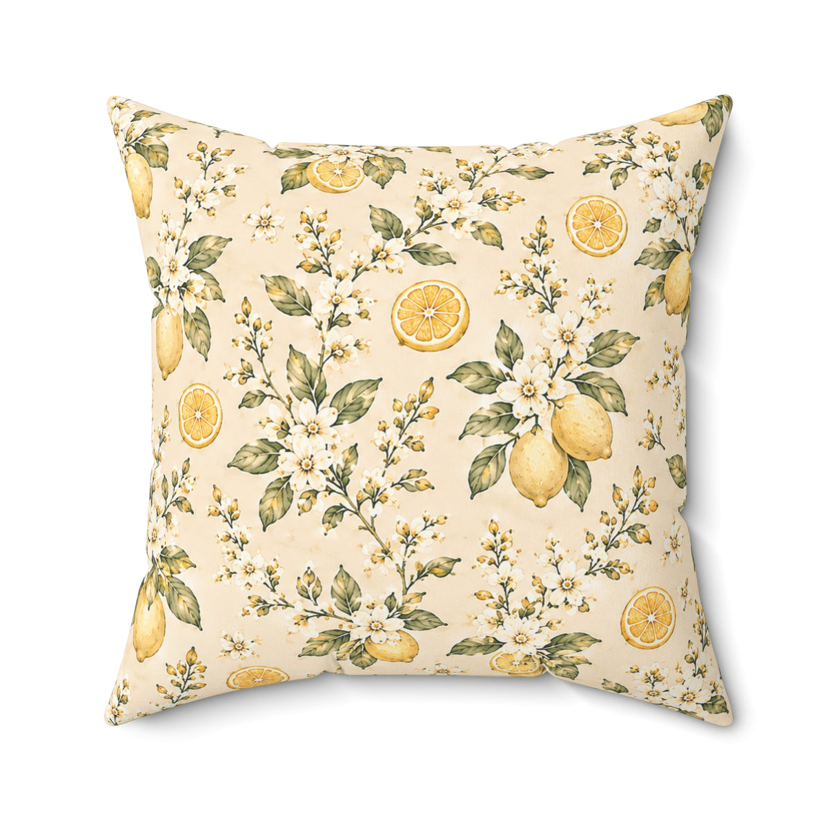 Limonella Garden Pillow - Lemon Floral Throw Pillow - Botanical Decorative Cushion - Cottage Kitchen Decor