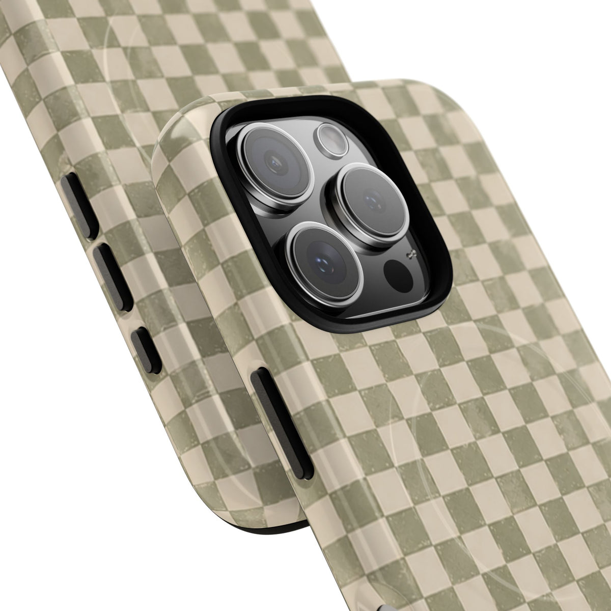 Sage Check Magnetic Protective Phone Case – Tough Dual-Layer Cover