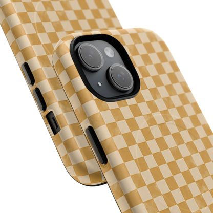 Golden Check Magnetic Protective Phone Case – Tough Dual-Layer Cover