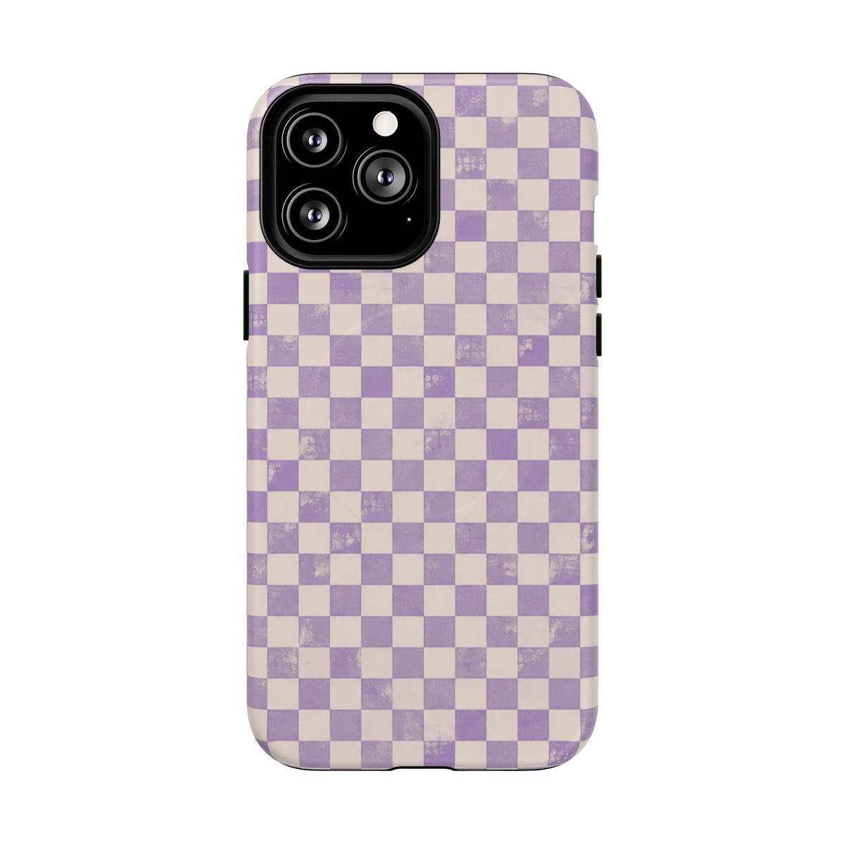 Lavender Check Magnetic Protective Phone Case – Tough Dual-Layer Cover