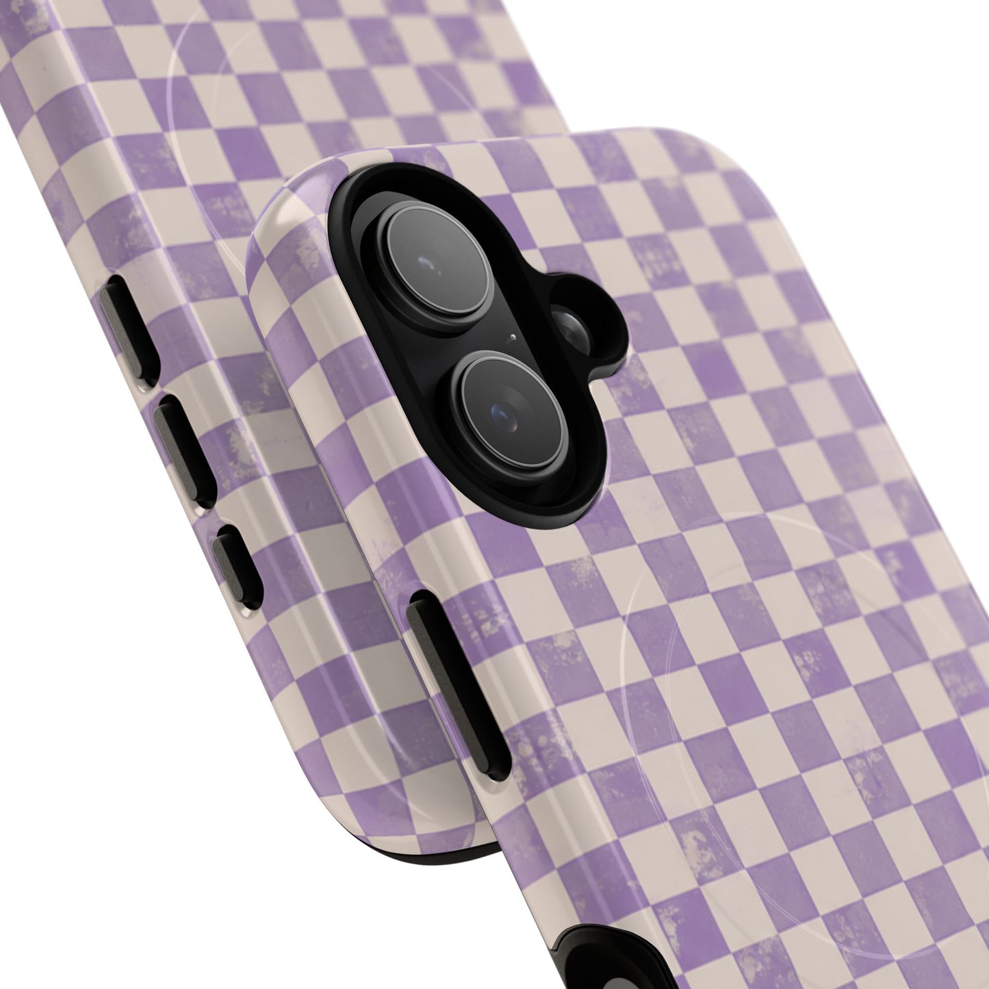 Lavender Check Magnetic Protective Phone Case – Tough Dual-Layer Cover