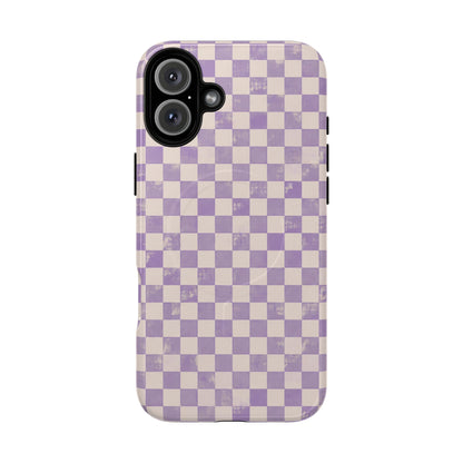 Lavender Check Magnetic Protective Phone Case – Tough Dual-Layer Cover