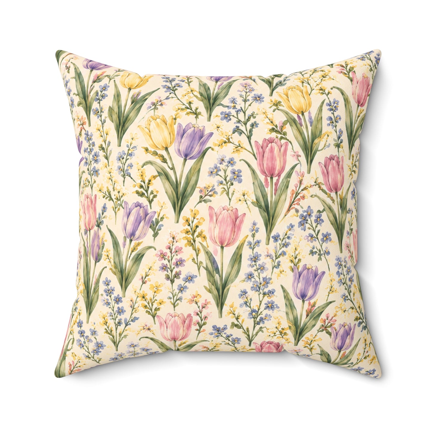Tulip Whispers Pillow - Pastel Tulip Throw Pillow - Floral Decorative Cushion - Cottage Garden Decor