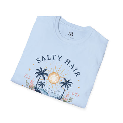 Salty Hair Sunny Days T-Shirt, Coastal Beach Graphic Tee, Summer Vacation Shirt, Surf & Ocean Lover Gift, Tropical Palm Tree Tee