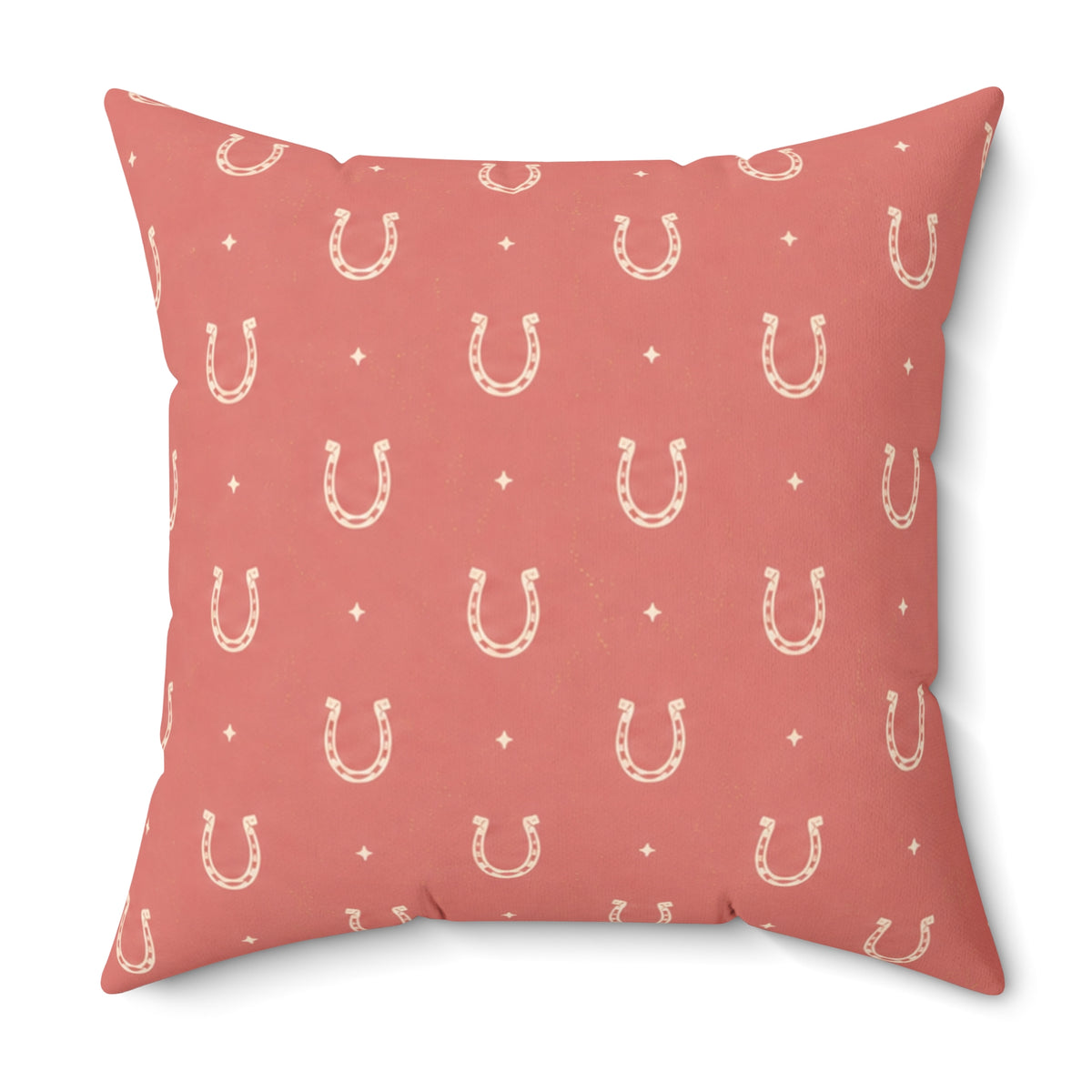 Lucky Blush Pillow - Pink Horseshoe Throw Pillow - Western Decorative Cushion - Cowgirl Boho Home Decor