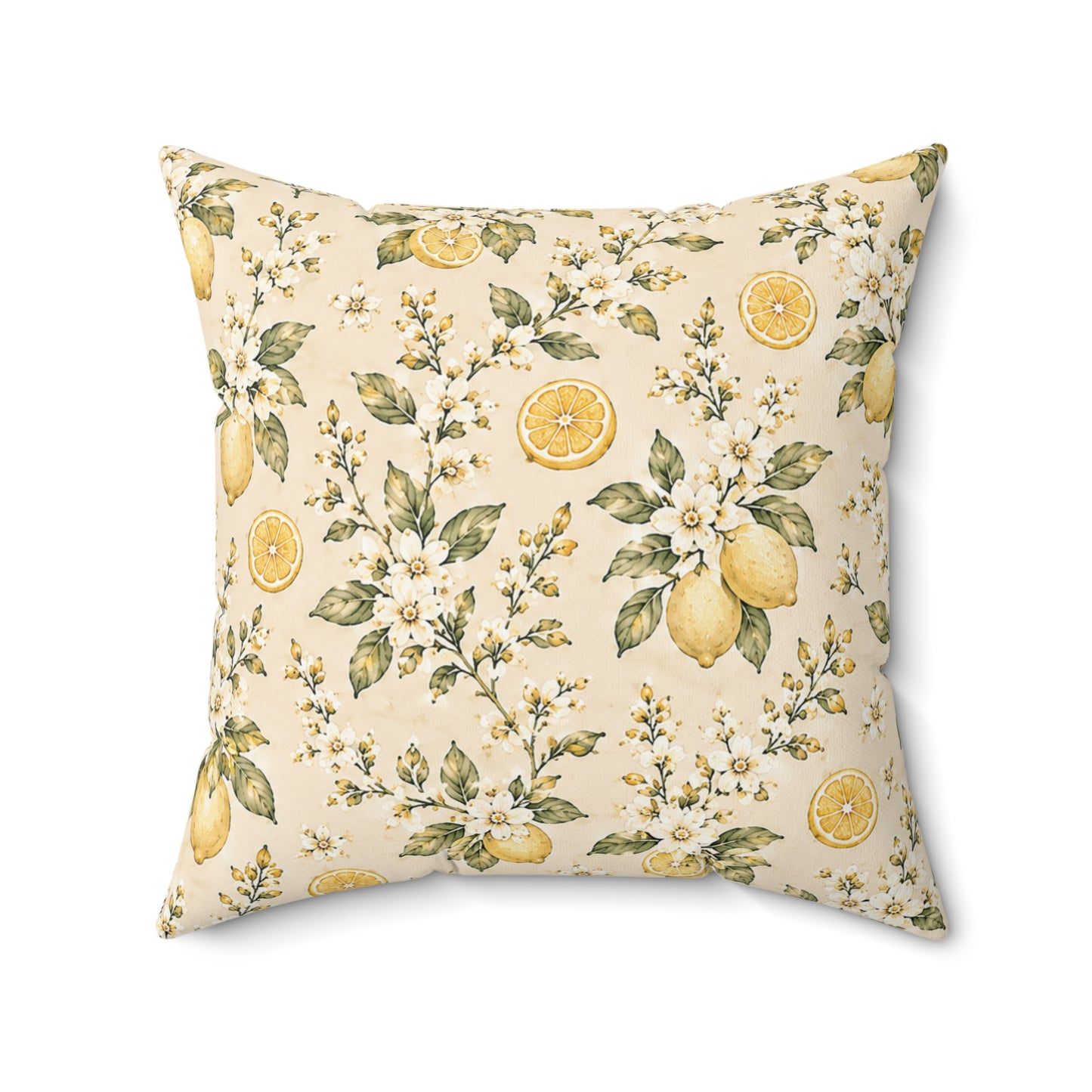 Limonella Garden Pillow - Lemon Floral Throw Pillow - Botanical Decorative Cushion - Cottage Kitchen Decor