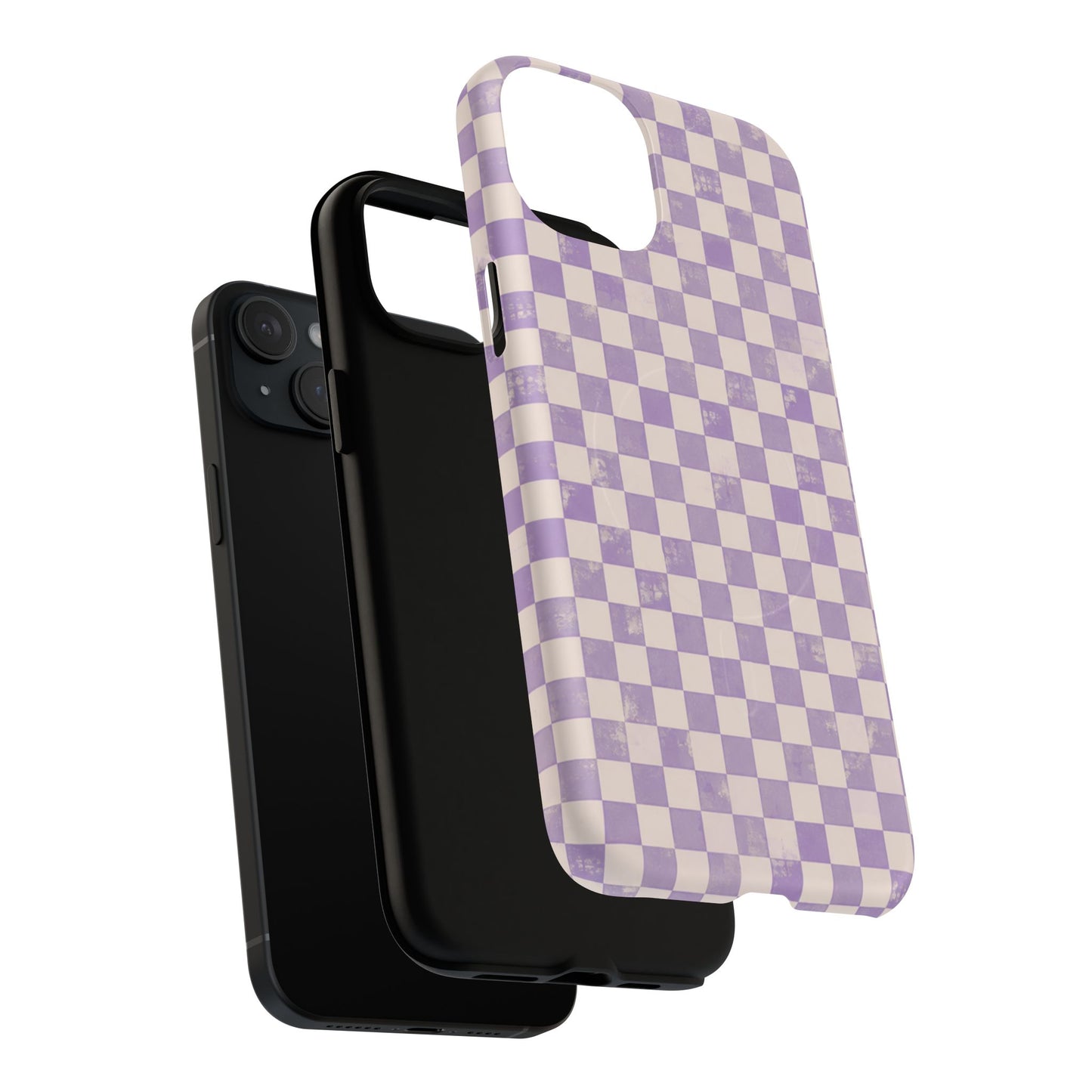 Lavender Check Magnetic Protective Phone Case – Tough Dual-Layer Cover