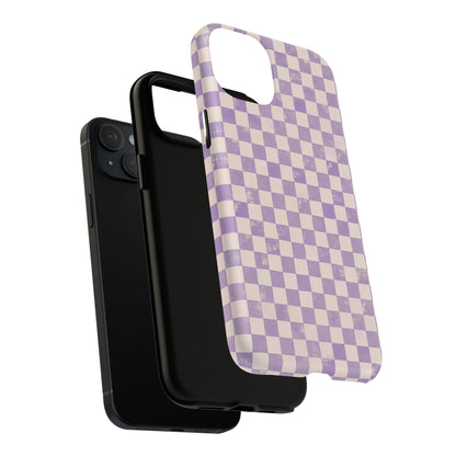 Lavender Check Magnetic Protective Phone Case – Tough Dual-Layer Cover