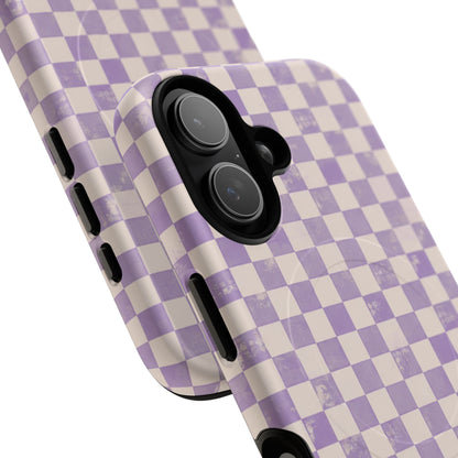 Lavender Check Magnetic Protective Phone Case – Tough Dual-Layer Cover