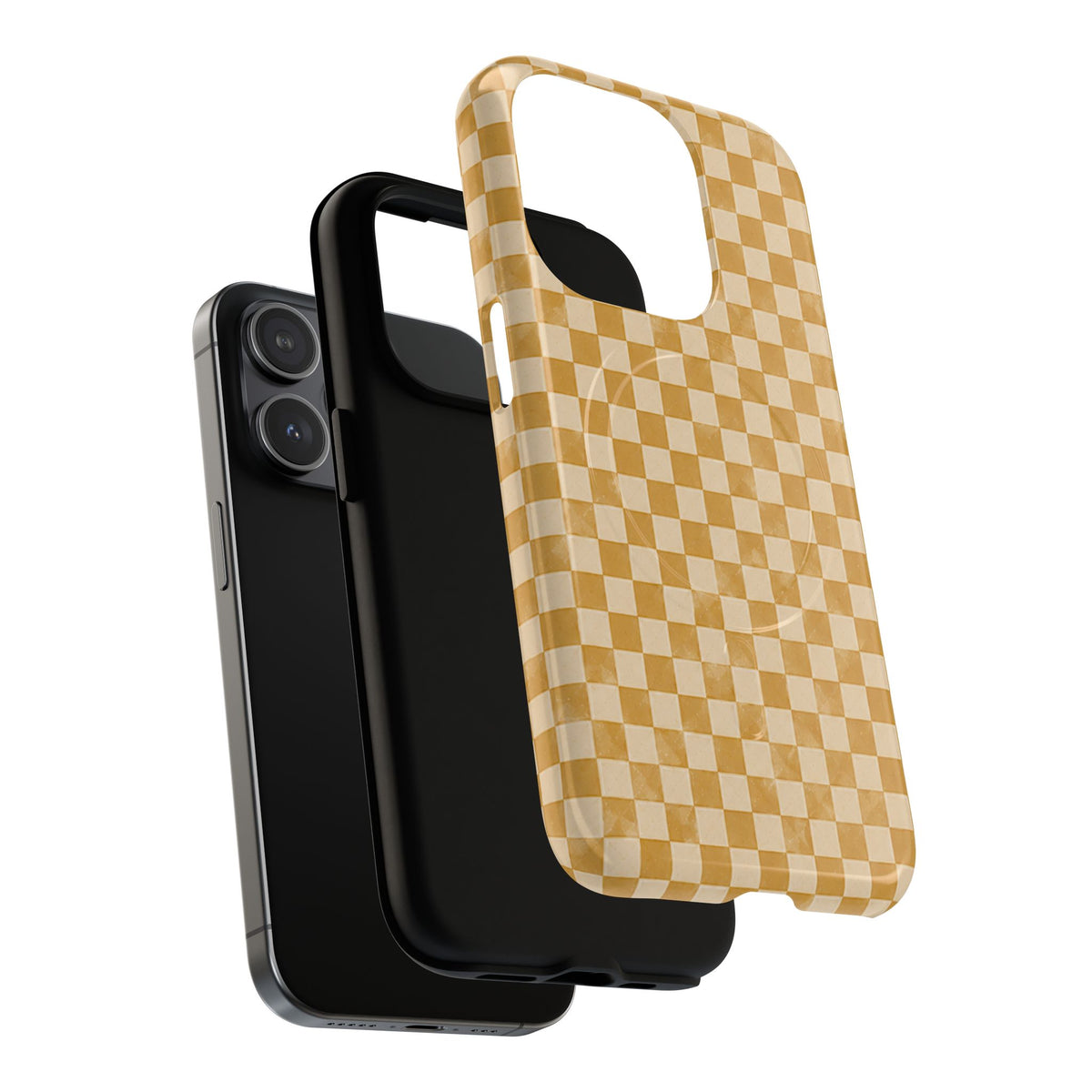 Golden Check Magnetic Protective Phone Case – Tough Dual-Layer Cover