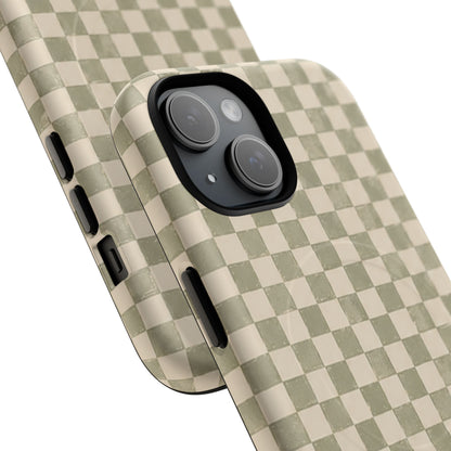 Sage Check Magnetic Protective Phone Case – Tough Dual-Layer Cover