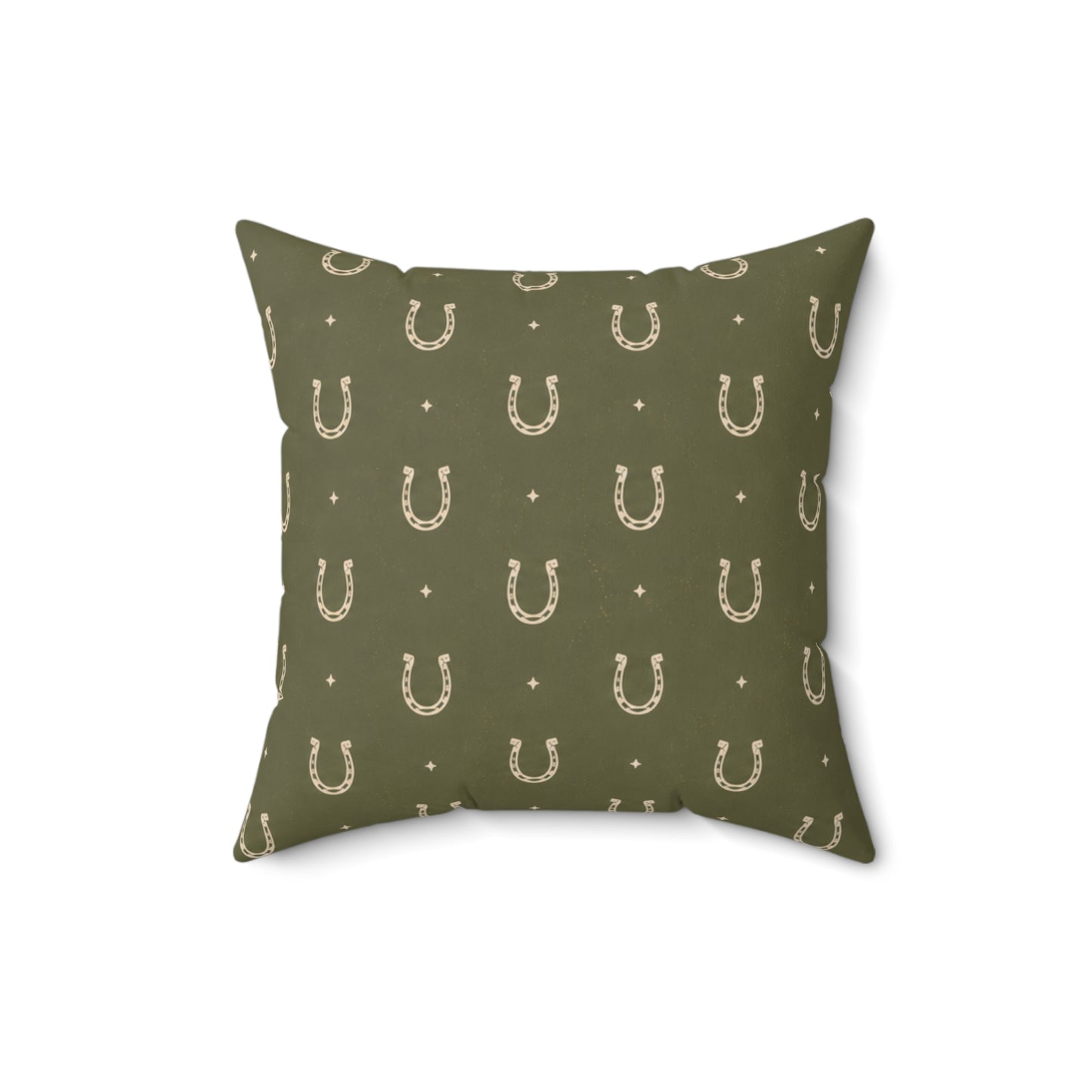 Lucky Olive Horseshoe Throw Pillow – Western Boho Decorative Cushion